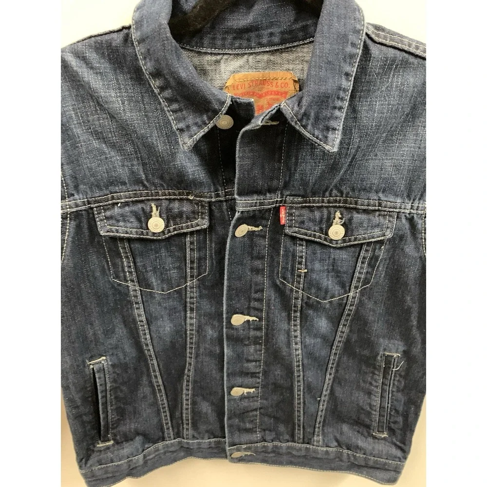 Vintage Levi Strauss Denim Jacket Youth XL Trucker Western Classic Jean Coat 90s - Picture 2 of 10